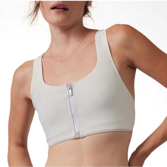 Athleta Empower II Train Bra Front Zip Bone White Size Medium A-C NWT - Picture 1 of 5